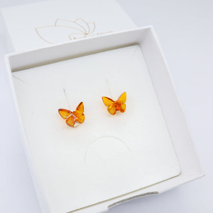 Brinco Borboleta de Âmbar Báltico – Prata 925