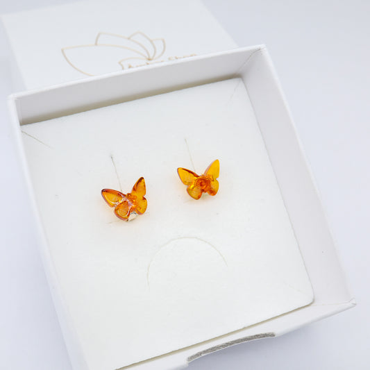 Brinco Borboleta de Âmbar Báltico – Prata 925