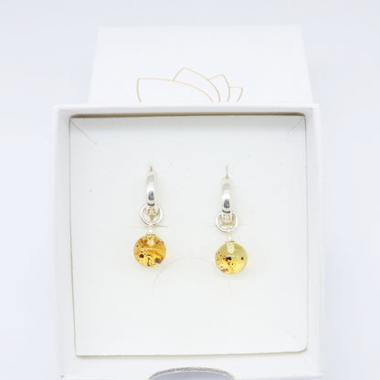 Brinco de Âmbar Clássico Green - Prata 925