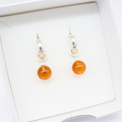 Brinco de Âmbar Clássico Cognac - Prata 925