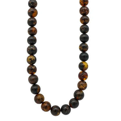 Colar Âmbar Báltico Raiz Ancestral 45 cm — Verde Escuro Fosco