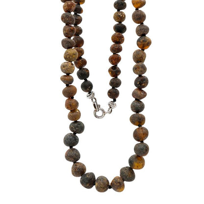 Colar de Âmbar Báltico Verde escuro não polido 50 cm