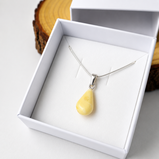 Pingente de âmbar Báltico Gota de Serenidade