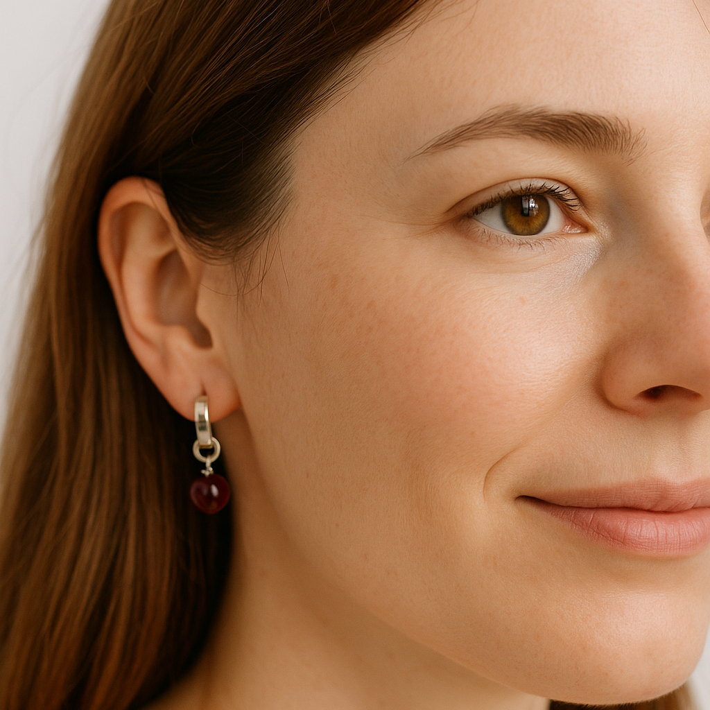 Brinco de Âmbar Clássico Cherry - Prata 925