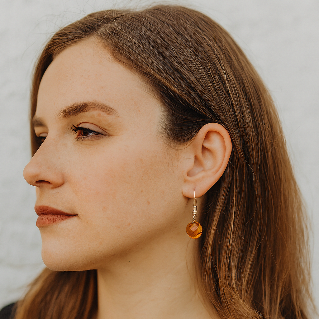 Brinco de Âmbar Báltico CRISTAL