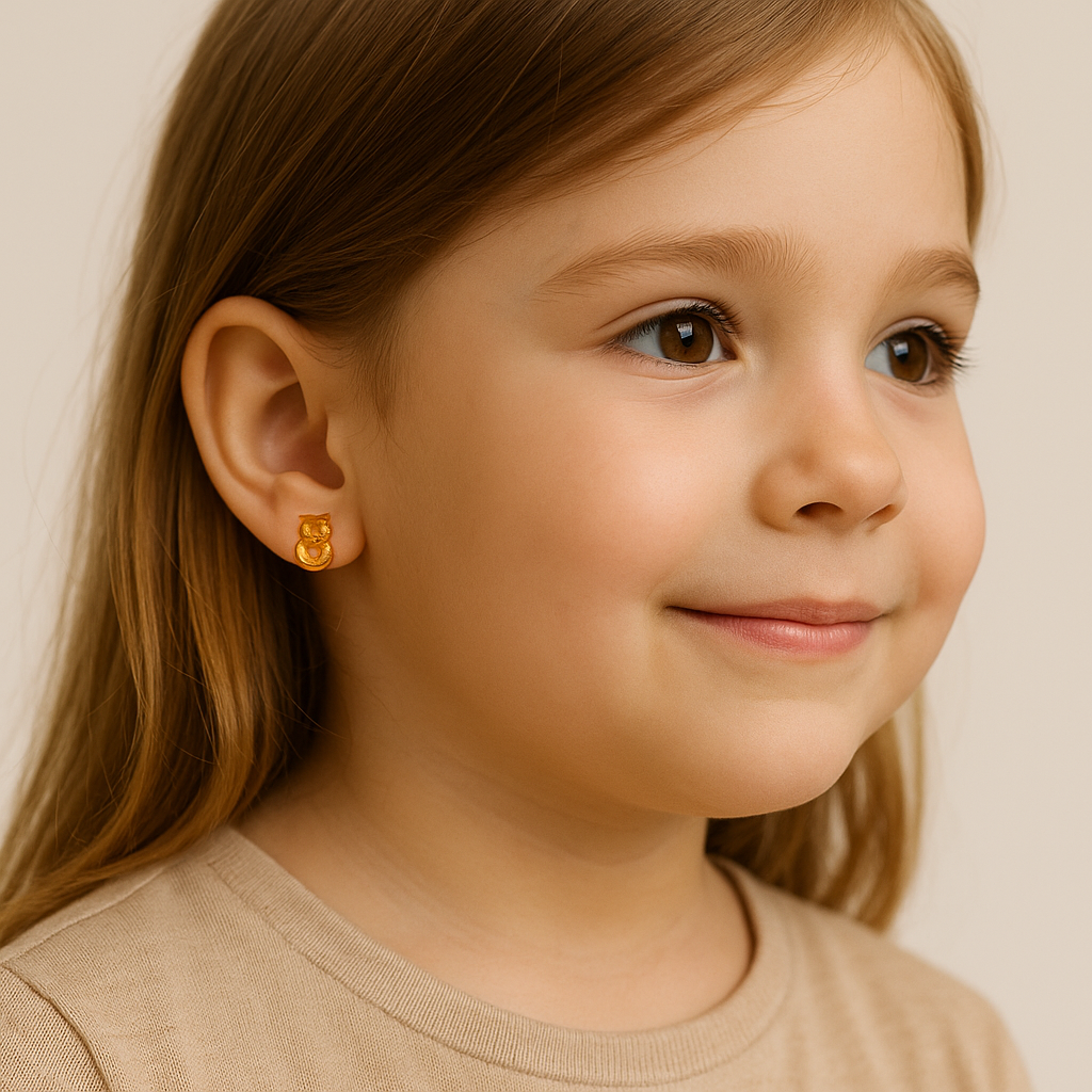 Brinco Âmbar Báltico – Coruja Mini | Infantil e Adulto