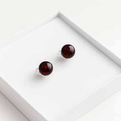 Brincos Cherry Glow – Âmbar Báltico