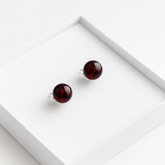 Brincos Cherry Glow – Âmbar Báltico