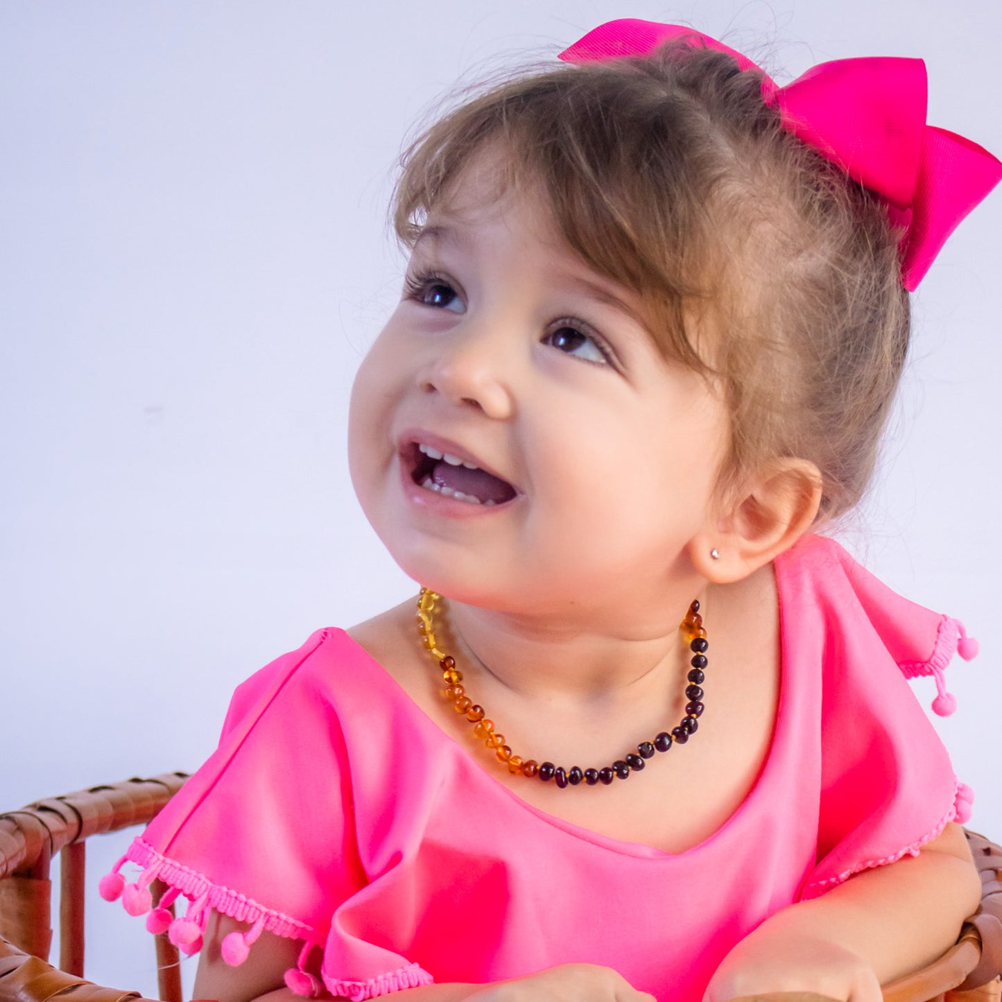 Colar de Âmbar Báltico Bebê Arco-Íris 32-33 cm