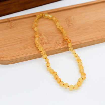 Unpolished Baltic Baby Lemon Amber Necklace 32-33 cm 