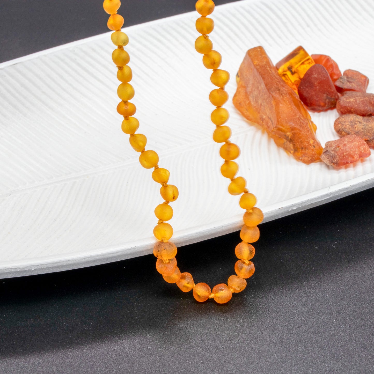 Baby Baltic Amber Necklace Light Unpolished Honey 32-33 cm 