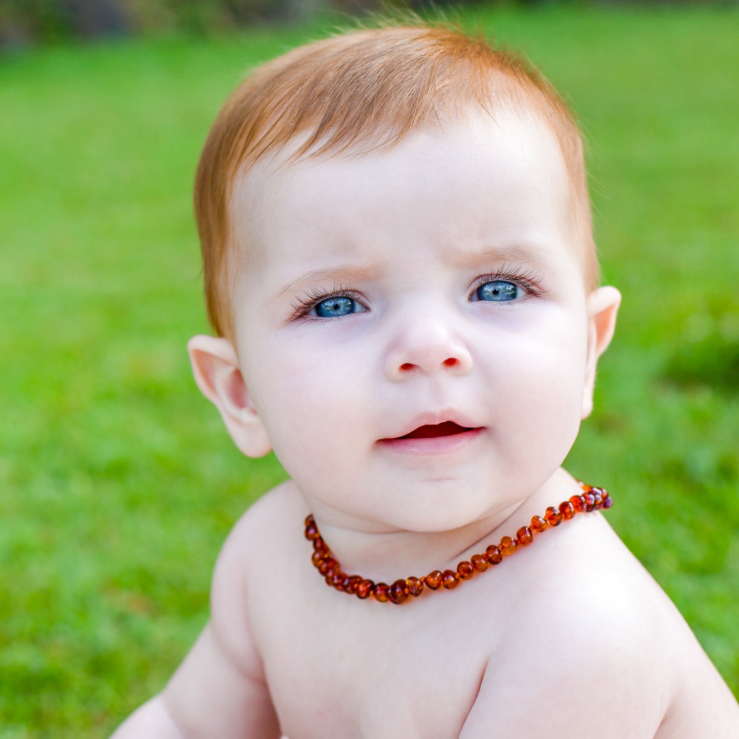 Baby Baltic Amber Necklace Dark Honey 32-33 cm 
