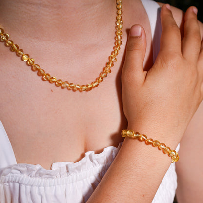 Conjunto Colar e Pulseira de Âmbar Báltico para Adultos