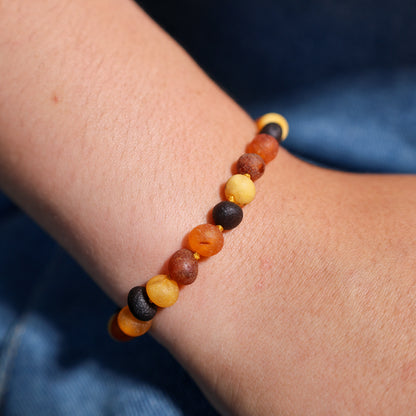 Unpolished Mixed Baltic Amber Bracelet 18 cm