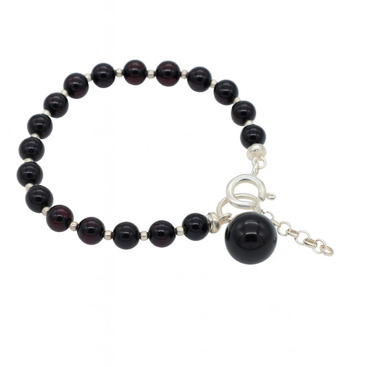 Pulseira Cherry Label em Âmbar Báltico e Prata 925 – Ajustável