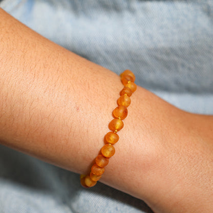 Unpolished Light Honey Baltic Amber Bracelet 18 cm