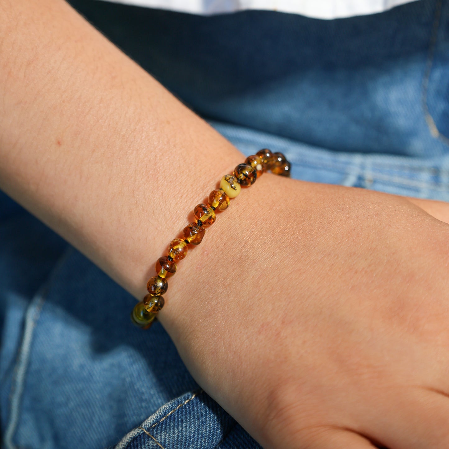 Baltic Amber Bracelet Light green 18 cm