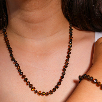 Conjunto Colar e Pulseira de Âmbar Báltico para Adultos